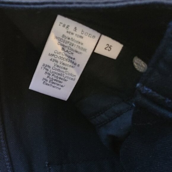 NEW! RAG & BONE CASEY HIGH RISE ANKLE FLARE JEANS BLACK STRETCH DENIM sz 25 - Picture 7 of 7